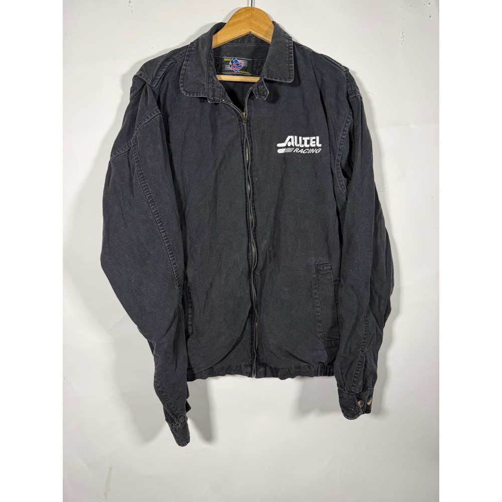 Chase Authentics Alltel Racing Jacket Mens Black Canvas Zip Up NASCAR Vintage